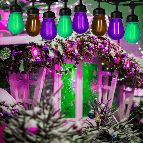 Sxminer 15 PCS LED Purple S14 Bulbs Christmas Replacement Bulb 1W LED String Light Bulb E26 Base Edison Bulbs Plastic Shatterproof Decorative Bulb...