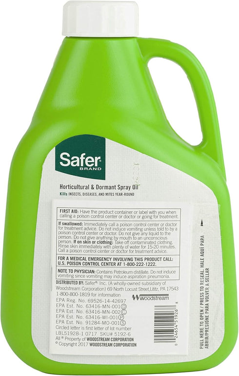Safer Brand 5192-6, 16 oz Horticultural & Dormant Spray Oil Concentrate, 1 Pack, Green...