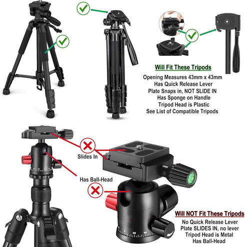 43mm Tripod Quick Release Plate Camera Mounting Adapter Parts Replacement for Torjim 60-Inch AX60, Endurax 66" ETR66, UBeesize 60” TR60, Zomei Q11...