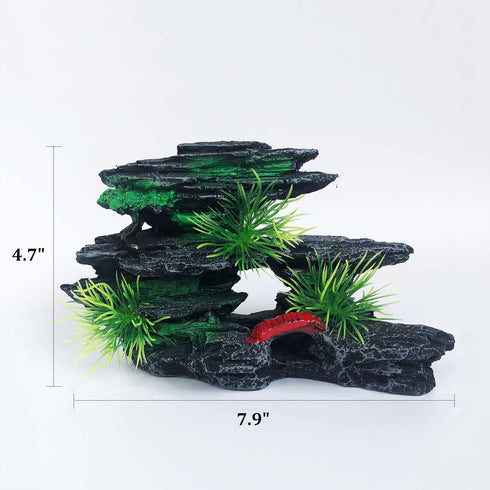 J-star Medium Fish Tank Decorations, Aquarium Decor Rock Mountain View, Landscape Ornament Rock Resin Decoration...