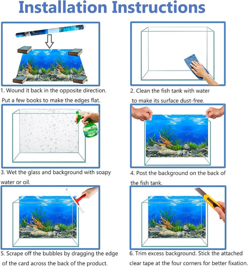 Fish Aquarium Background Poster Beach Fish Backdrop for Aquarium 10 20 Gallon Tank Wallpaper Fish Tank Background Double Sides Fish Tank Stickers...