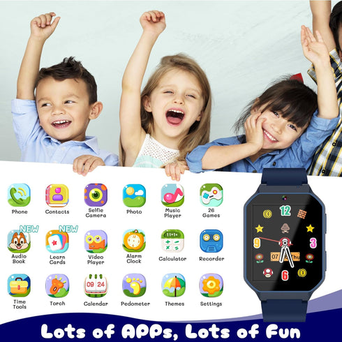 Kids Smart Watch Boys 5-7 8-10, Kids Watch with 26 Games, Kids Pedometer Watch with Learning Card Audio Book Camera Player Calculator Alarm Calend...