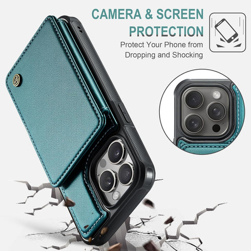 for iPhone 15 Pro Wallet Case with Card Holder, RFID Blocking for iPhone 15 Pro Case for Women Men, Durable Kickstand Shockproof Phone Case for iP...