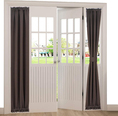 Aquazolax Blackout French Door Curtain Window Coverings for Privacy - Blackout Curtains Drapery Rod Pocket Entry Door Side Panels 25x72 Inches - 1...