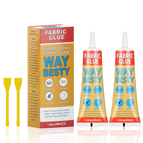 Fabric Glue, Strong Fabric and Leather Adhesive Permanent Clear Washable Clothing Glue for All Fabrics, Cotton, Flannel, Denim, Leather, Polyester...