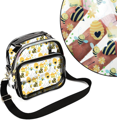 David Angie Transparent PVC Printed Faux Leather Roll 11.8" x 47.2" (30 cm x 120 cm) Synthetic Leather for Cosmetic Bag Bows Earrings Making DIY P...