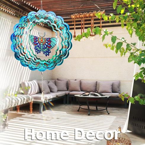 N&T NIETING Butterfly Wind Spinners Outdoor- 3D Garden Metal Wind Spinner, Large Hanging Wind Sculptures for Mom Women Mothers Gift, Outdoor Yard ...