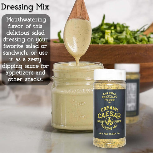 Dairy Free Creamy Caesar Dressing Mix by Farrell Specialty Foods – Dairy, Egg, Soy, Nut, & Sugar Free – Delicious Salad Dressing & Seasoning (Vega...
