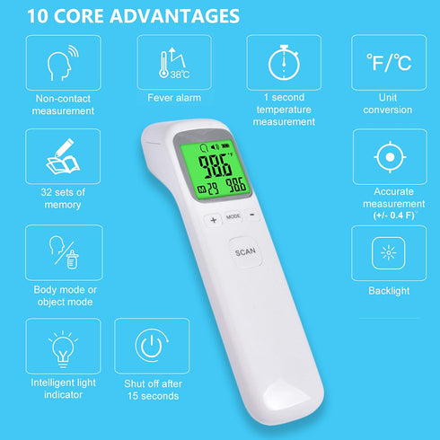 Non-Contact Forehead Thermometer - Infrared Digital Thermometer for Adults Kids Elderly, Touchless Temperature Scanner for Fever with Body and Obj...
