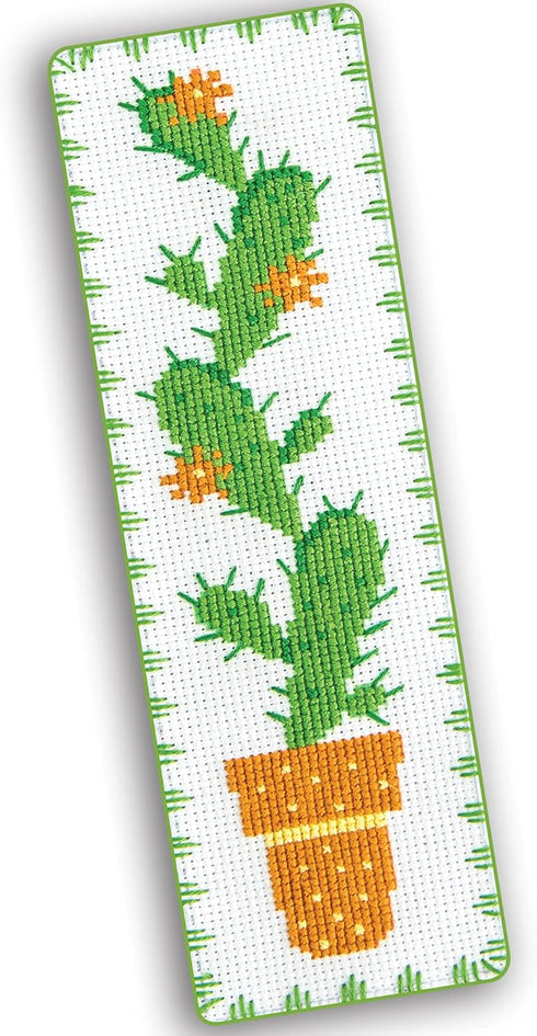 Povitrulya Counted Cross Stitch Kits for Adults or Kids “Cactus“ | Funny Hand Embroidery DIY Bookmark Kit...