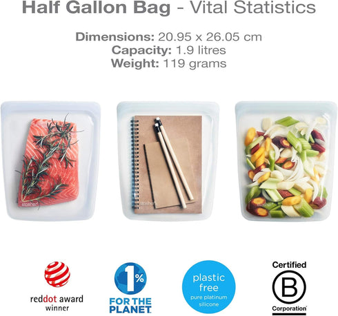 Stasher Stsb03 Silicone Bag, Half Gallon/Large, Transparent...