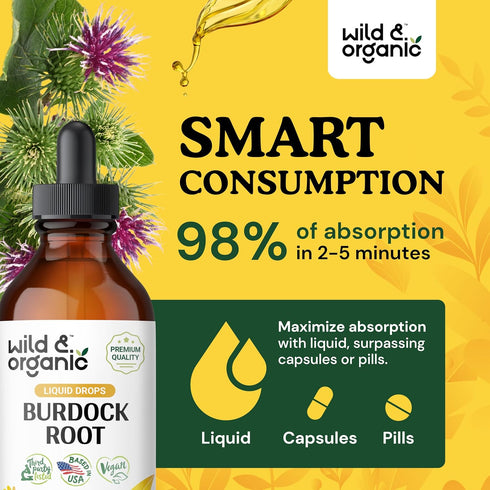 Burdock Root Tincture - Antioxidants Supplement w/Burdock Root Extract - Organic Burdock Root for Detox Cleanse for Men and Women - Alcohol-Free B...