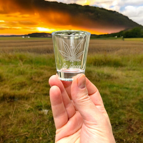 2oz Pot Leaf Go Green Shot Glass...