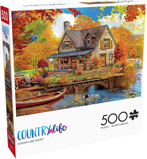 Buffalo Games - Angelo Bonito - Autumn Lake House - 500 Piece Jigsaw Puzzle for Adults Challenging Puzzle Perfect for Game Nights - Finished Puzzl...