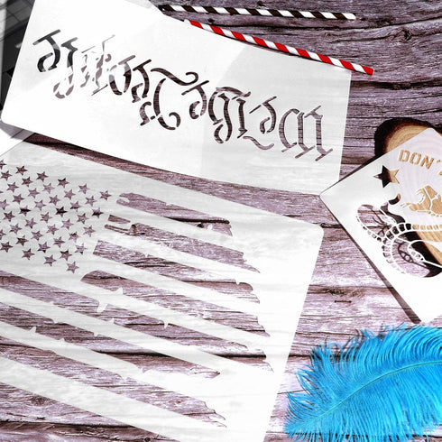 9 PCS American Flag Stencils - We The People & Don't Tread On Me Reusable Tracing Templates for Adults DIY Card Albums Wall Floor Crafts Decors...