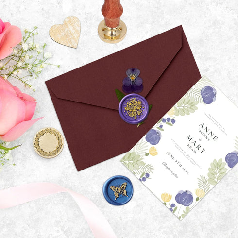 Yoption Wax Seal Stamp Gift Box Kit, 6 Pieces Flowers and Animals Sealing Wax Stamp Heads with 1 Wooden Hilt Set, Wax Stamp Kit for Envelopes Invi...