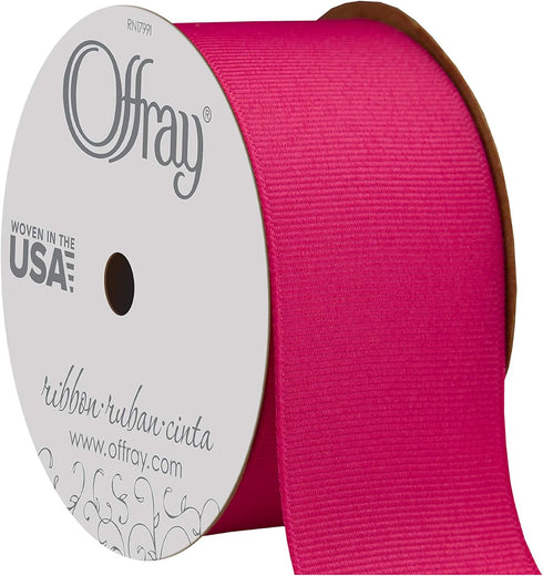 Offray Grosgrain Craft Ribbon, 1 1/2-Inch x 12-Feet, Shocking Pink...