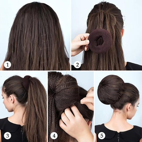 Donut Hair Bun Maker 6 Pieces, Ring Style Hair Bun Donut (1 L, 2 M and 3 S) with Pins 5 Elastic Bands, 20 Hair Bobby and 4 Pony Hair Tools for Wom...