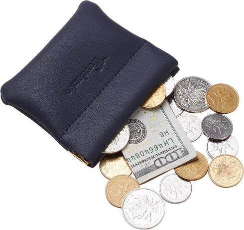 Travelambo Leather Squeeze Coin Purse Pouch Change Holder For Men & Women 2 pcs set...