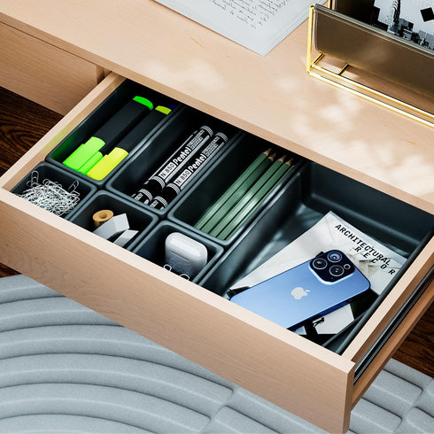 Interlocking Drawer Organizer Bins, Durable Plastic, Various Sizes for Custom Layout Design, Great for Desk Drawer, Tool Box or Garage Organizatio...