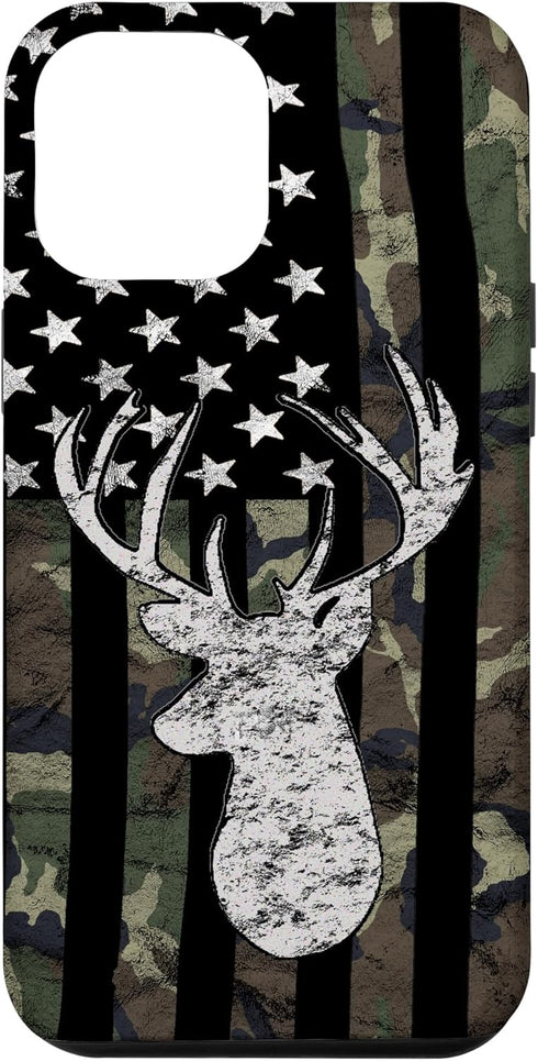 Deer Hunting Camouflage American Flag Whitetail Buck USA Case for iPhone 12 Pro Max...