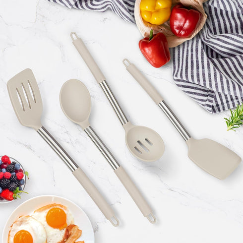 Kitchen Utensils Set of 4 Pack,Silicone Kitchen Utensils Set for Nonstick Cookware,Perfect for Baking and Mixing,Spatula Set BPA Free,Dishwasher S...