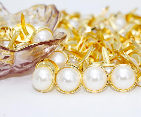 12 x 18mm White Imitation Pearl Brads Paper Fastener for Scrapbooking Card Making Wedding Craft (100pcs)...