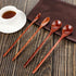 4 Pieces Wooden Coffee Mixing Spoons, Long Handle Wooden Spoon Mixing Honey Spoon Handmade Wood Stirring Spoon for Kitchen Stirring...