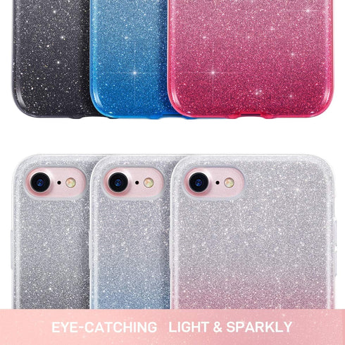 MILPROX Glitter case Compatible with iPhone SE 2022, iPhone 7/8 4.7", Shiny Sparkle Bling, 3 Layer Hybrid Protective Soft Phone Case for iPhone SE...