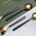 Teaspoons 6 Pieces Black And Gold Plating Coffee Spoons, Homquen 6.3" Modern Design Stainless Steel Tea Spoons Set, Small Spoon Silver Dishwasher ...