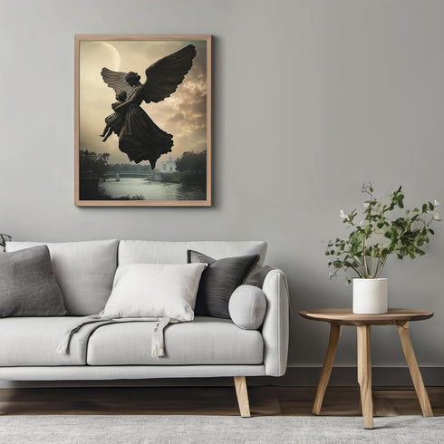 Posterizer 1 pcs-flying angel carrying a child-spiritual ethereal art work 2-Fantasy & Fiction Art Gift for Art Lovers Living Room Bedroom Decor- ...