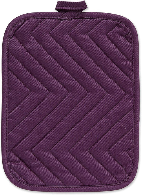 DII Heat Resistant Quilted Cotton Pot Holder Set, Designed with Space to Personalize Allowing a Customized Design, 7x9, Eggplant, 3 Count...