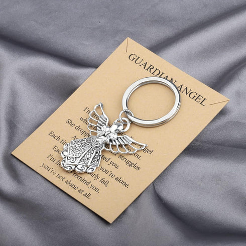 BNQL Guardian Angel Keychains 4 PCS Angel Charm Keychain Key Ring Guardian Angel Gifts...
