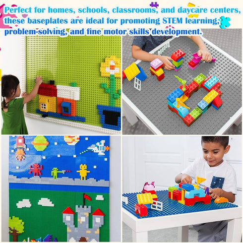 BOROLA Peel-and-Stick Base Block Plate 10" x 10" Self Adhesive Classic Building Brick Play Table Base Compatible for All Major Brands Style Bricks...