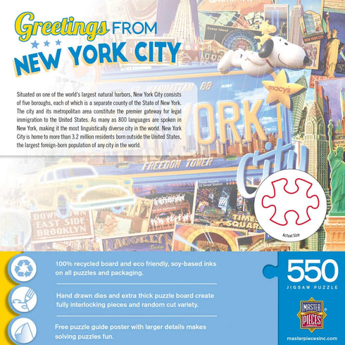 Masterpieces 550 Piece Jigsaw Puzzle for Adults and Family - Greetings from New York - 18"x24"...