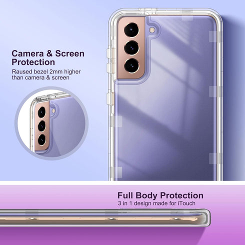 KIOMY Clear Case for Samsung Galaxy S21+ / S21 Plus 5G, 3 in 1 Shockproof Bumper Protective Phone Cover, Hybrid Design Hard PC Shell + Front Cover...
