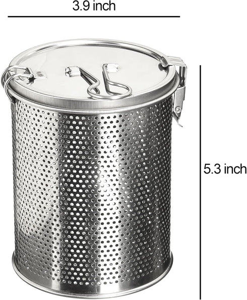 Commercial Grade D 3.9" X H 5.3" Genuine Stainless Steel 18/8 Perforated Strainer - One Touch Lock System - Restaurant & Home Use...