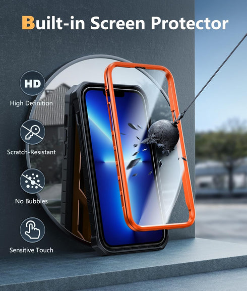 FNTCASE for iPhone 13 Pro-Max Case: Military Grade Shockproof Protective Phone Cover with Kickstand - Dual Layer Full Protection Matte Textured Dr...