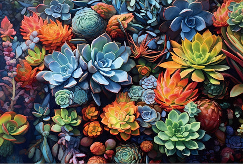 Puzzle for Adults 500 Pieces-Succulents Jigsaw Puzzle Highlights The Multitude of Color in The World of Succulents-Thick, Sturdy Pieces Challengin...