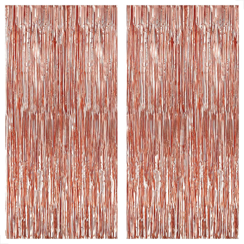 KatchOn, Rose Gold Fringe Curtain - XtraLarge 3.2x8 Feet, Pack of 2 | Rosegold Backdrop for Anniversary, Wedding, Bachelorette Party Decorations| ...