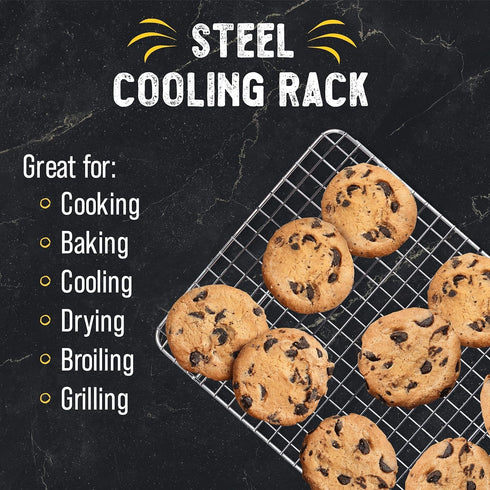 Checkered Chef Cooling Rack for Cooking and Baking - 17" x 12" Stainless Steel, Oven Safe Grid Wire Cookie Cooling Racks...