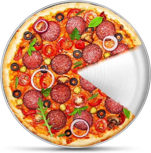 P&P CHEF 12 Inch Pizza Pan, Stainless Steel Round Baking Tray Metal Serving Dish for Home, Restaurant, Outdoor, Non-toxic & Healthy, Oven Safe & D...