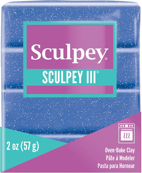 Sculpey III® Polymer Oven-Bake Clay, Blue Glitter, Non Toxic, 2 oz. bar, Great for modeling, sculpting, holiday, DIY, mixed media and school proje...