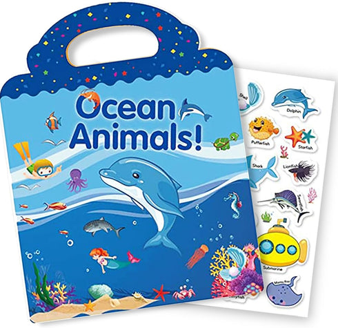 Reusable Sticker Book for Kids, Ocean Stickers Educational Learning Toys Travel Stickers Activity Books for Toddler Girls Boys Age 3+ Birthday Gif...