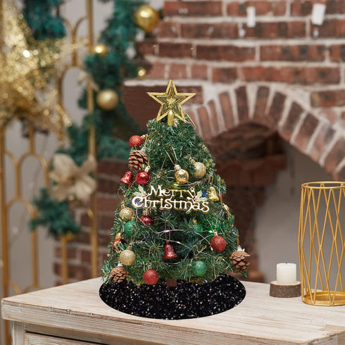 FUHSY Black Christmas Tree Skirt 21 Inch Sequin Tree Skirt Velvet Tree Skirts Small Tree Cover Mat Thick Fabric Tree Cover Skirt Pencil Xmas Skirt...