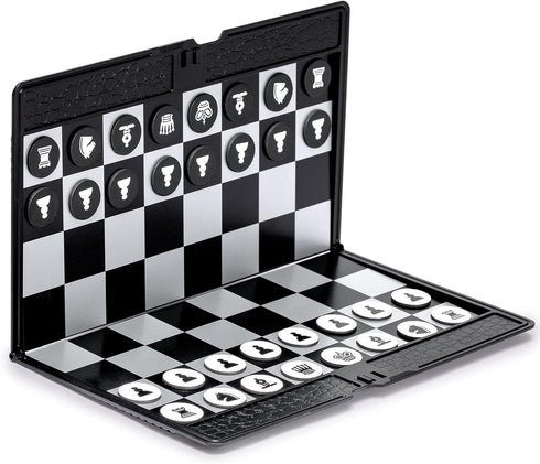Yellow Mountain Imports Magnetic Travel Foldable Chess Wallet Set (7.9-Inch) - Portable & Perfectly Travel-Size...