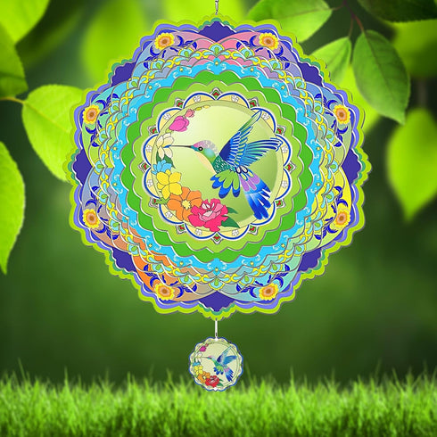 Hummingbird Wind Spinners for Yard and Garden,3D Wind Spinner, 12 inch Metal Wind Sculpture Stainless Steel Wind Catchers for Outdoor Indoor Craft...
