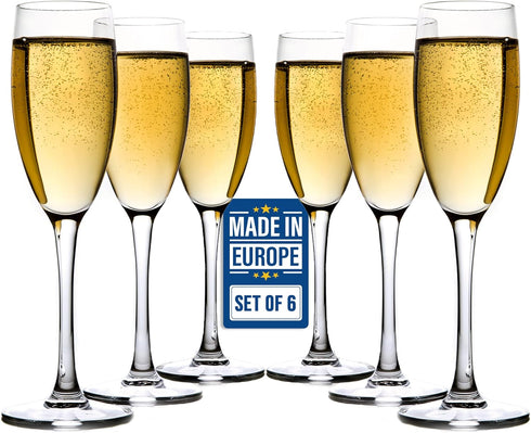 Volarium Champagne Flutes Set of 6, Elegant Crystal Glasses for Sparkling Wine, Perfect for Christmas, Weddings, Parties, and Family Dinners – Dur...