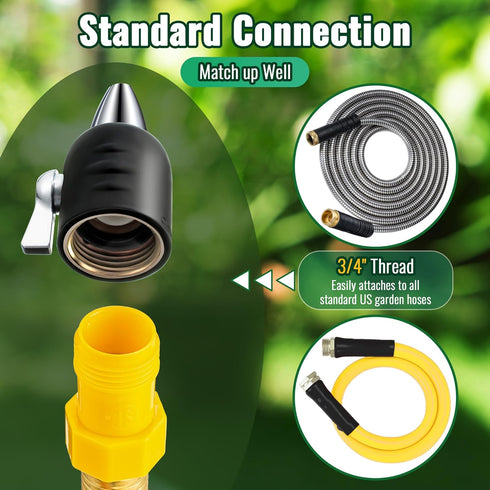 Feekoon Jet Nozzle with Shut Off, 3/4" GHT Sweeper Garden Hose End Zinc Nozzle with Shut Off Valve, Water Hose Sprayer Jet Nozzle for Garden Water...