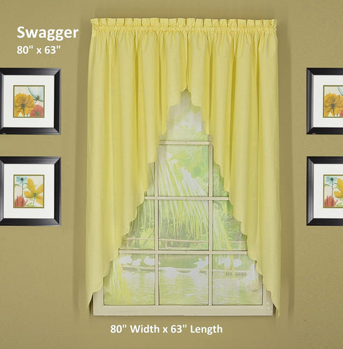 Today's Curtain, Orleans Scallop Curtain, Buttercup 63" Swagger Pair, 80" W x 63" L, Buttercup...